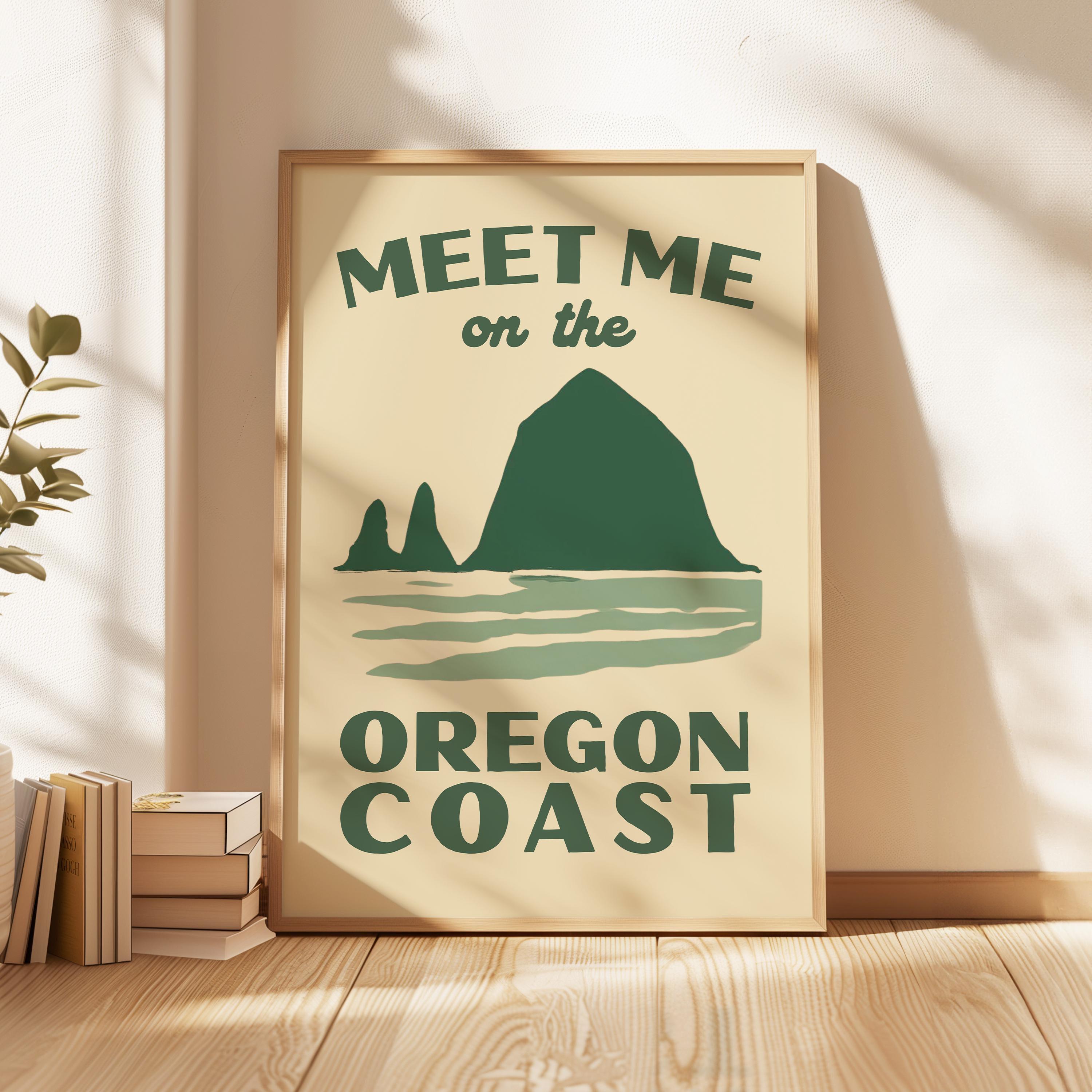 Meet Me on the Oregon Coast Print, Wall Art, Pacific Northwest Decor, Coastal Travel