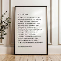 It Is The Hour • George Gordon Byron Poem • Typography Art Print • (1816)