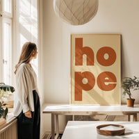 Hope Typography Art Print,  Mid•Century Modern,  Good Vibes,  Modern,  Optimism,  Inspirational • Gift Idea