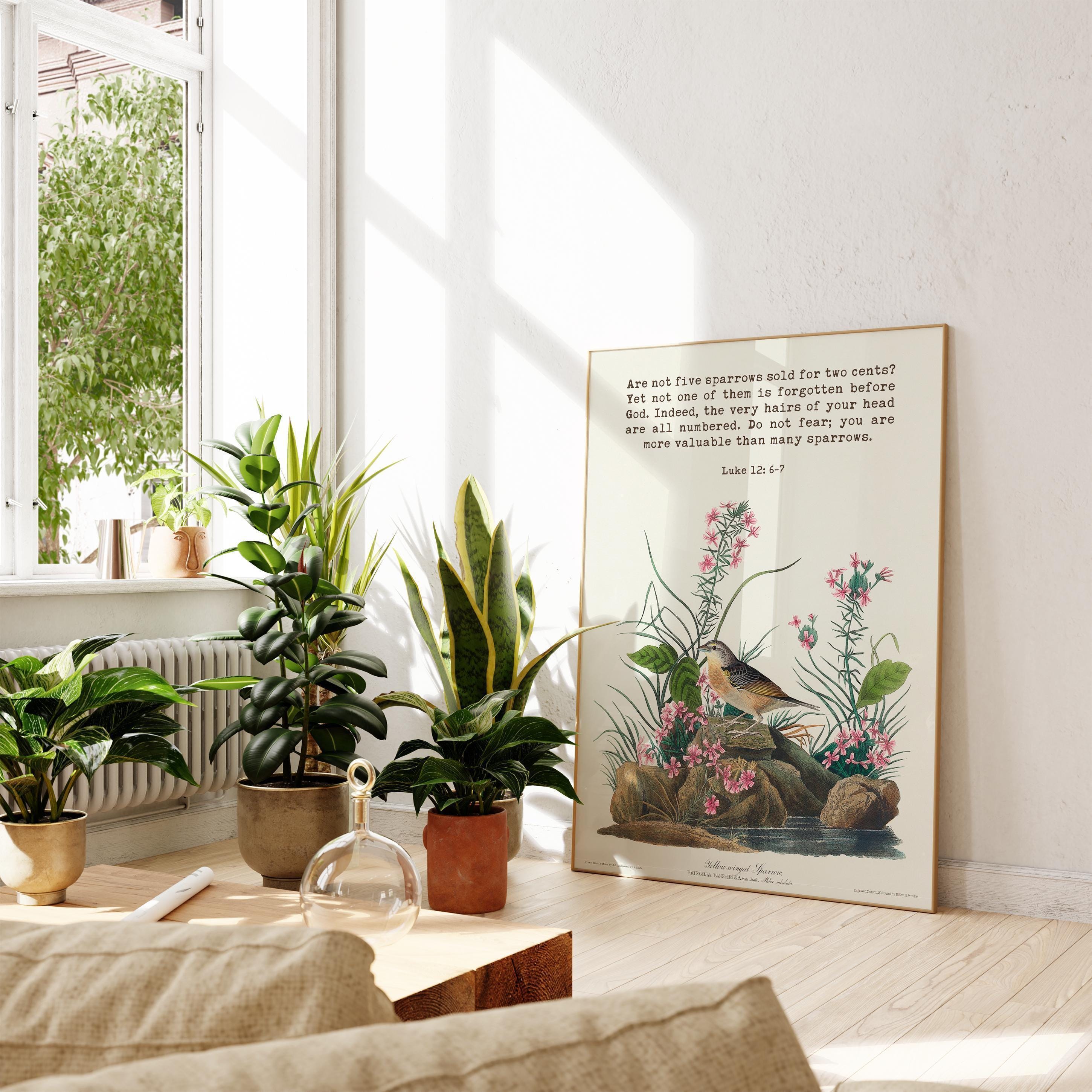 Are not five sparrows sold for two cents? Yet not one of them is forgotten before God. Luke 12:6-7 Art Print with Yellow-winged Sparrow