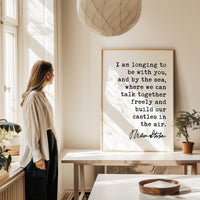 Bram Stoker Dracula Quote Print,  I Am Longing to Be With You Typography Wall Art,  Romantic Literary Home Décor