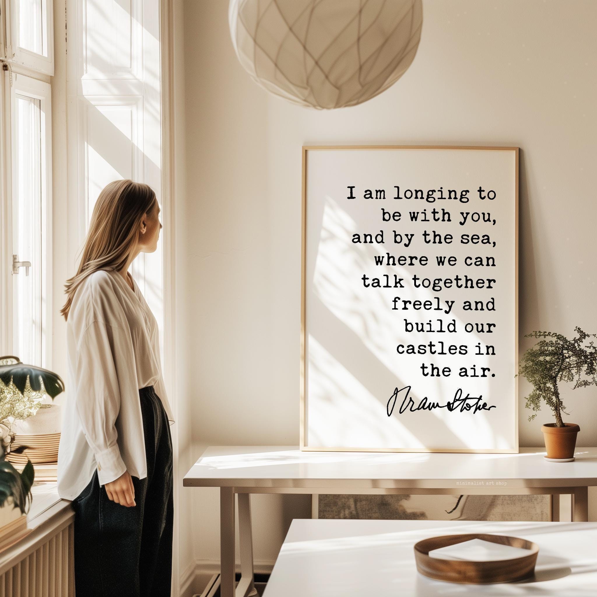 Bram Stoker Dracula Quote Print,  I Am Longing to Be With You Typography Wall Art,  Romantic Literary Home Décor