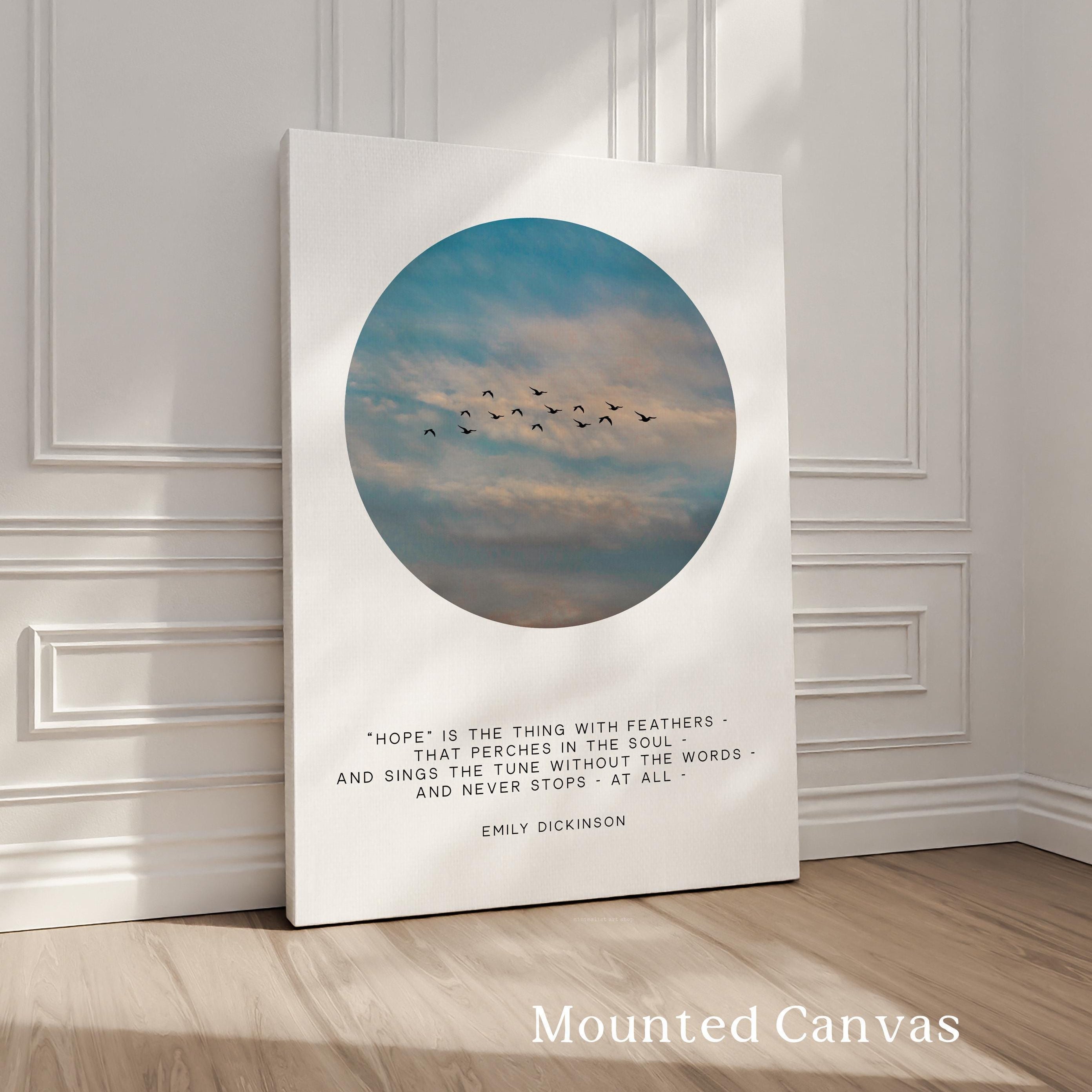 Emily Dickinson Quote Print “Hope Is the Thing with Feathers” Bird Wall Art Inspirational Decor