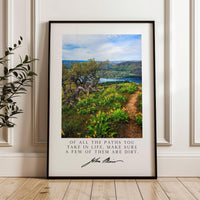 John Muir Quote Wall Art,  Of All the Paths You Take in Life Photography Print,  Tom McCall Point Trail Oregon Nature Décor