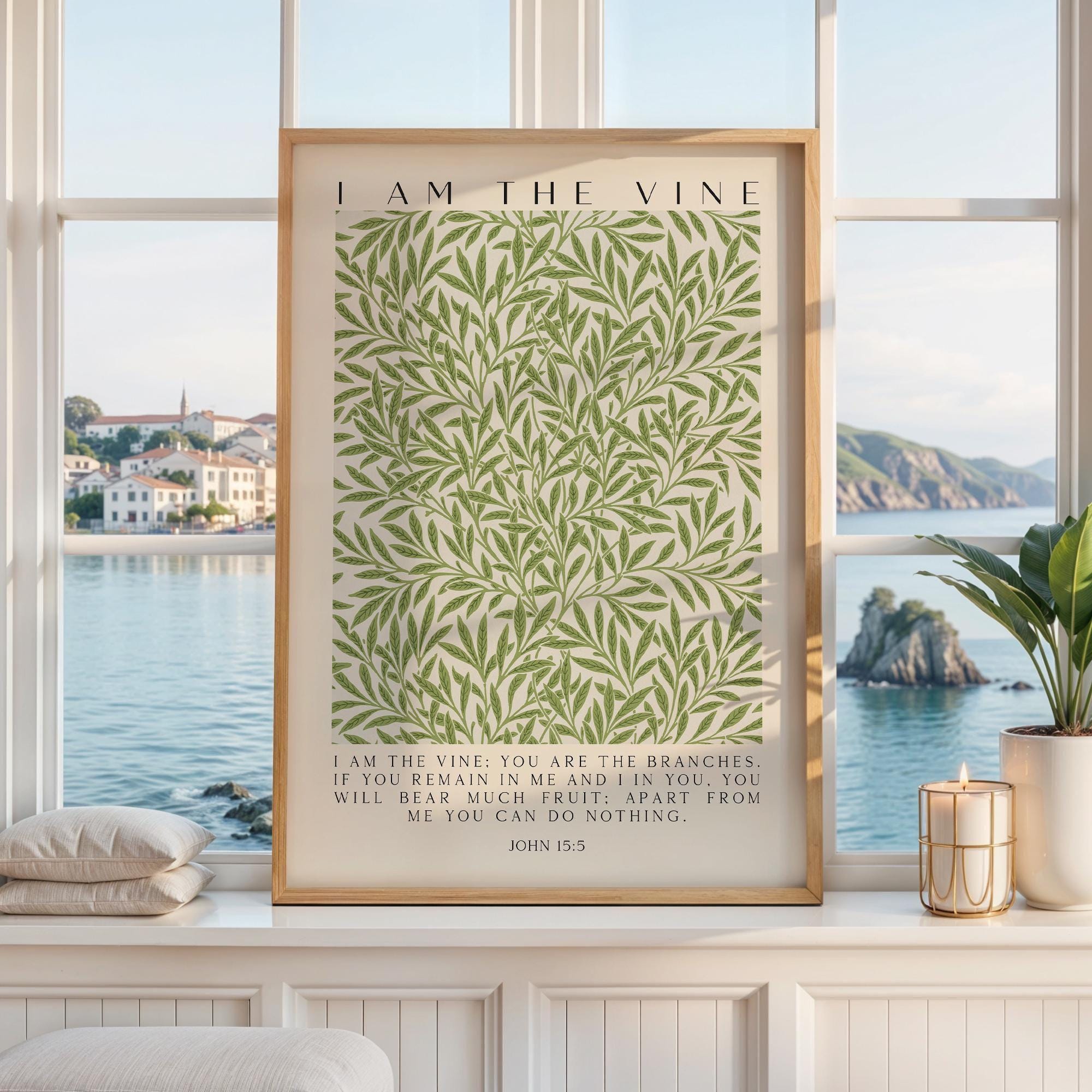 I Am The Vine,  You Are the Branches,  William Morris Willow,   John 15:5,  Art Print