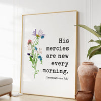 Lamentations 3:23,  His Mercies Are New Every Morning - Bible Verse - Christian Wall Art - Scripture
