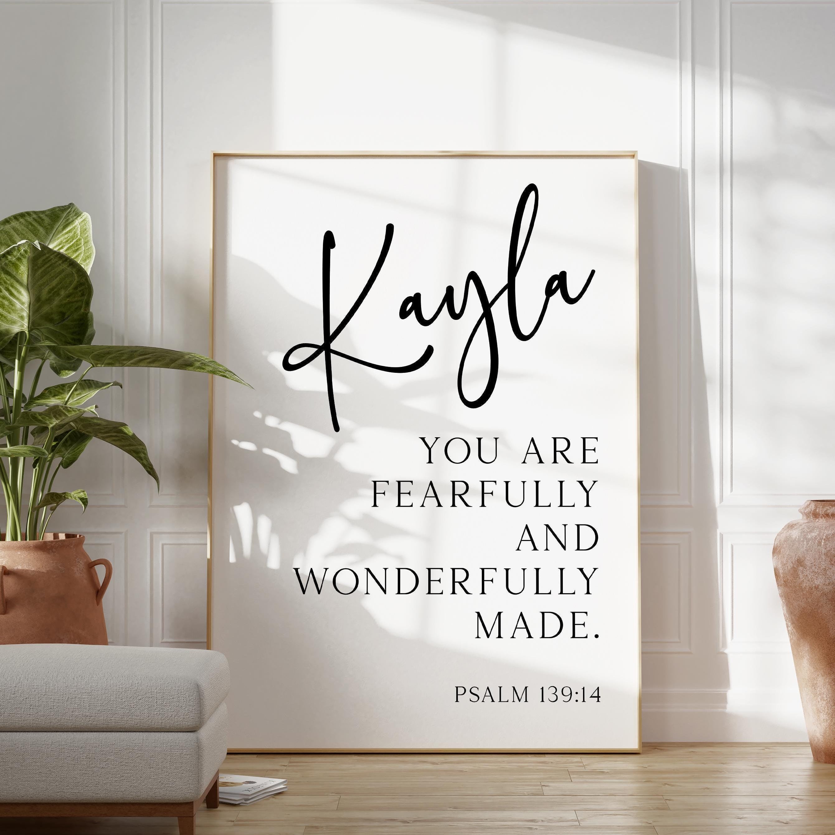 Psalm 139:14 You are fearfully and wonderfully made. Personalized with Name Typography Art Print