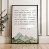 Matthew 17:20 Faith as Small as a Mustard Seed Art Print with Watercolor Mountains,  Religious Scripture - Bible Verse