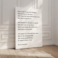 Hope Is The Thing With Feathers,  Emily Dickinson Poem,  Typography Art Print
