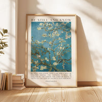 Be Still and Know Art Print,  Vincent van Gogh Almond Blossom,  Psalm 46 Bible Verse