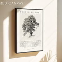Rooted in Love Scripture Print,  Ephesians 3:17•19 Christian Wall Art with Tree Illustration
