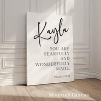 Psalm 139:14 You are fearfully and wonderfully made. Personalized with Name Typography Art Print