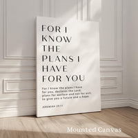 Jeremiah 29:11 Bible Verse Print, For I Know The Plans, Christian Wall Art