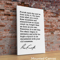 Ralph Waldo Emerson Quote,  Finish each day and be done with it. You have done what you could. Typography Art Print (1854)