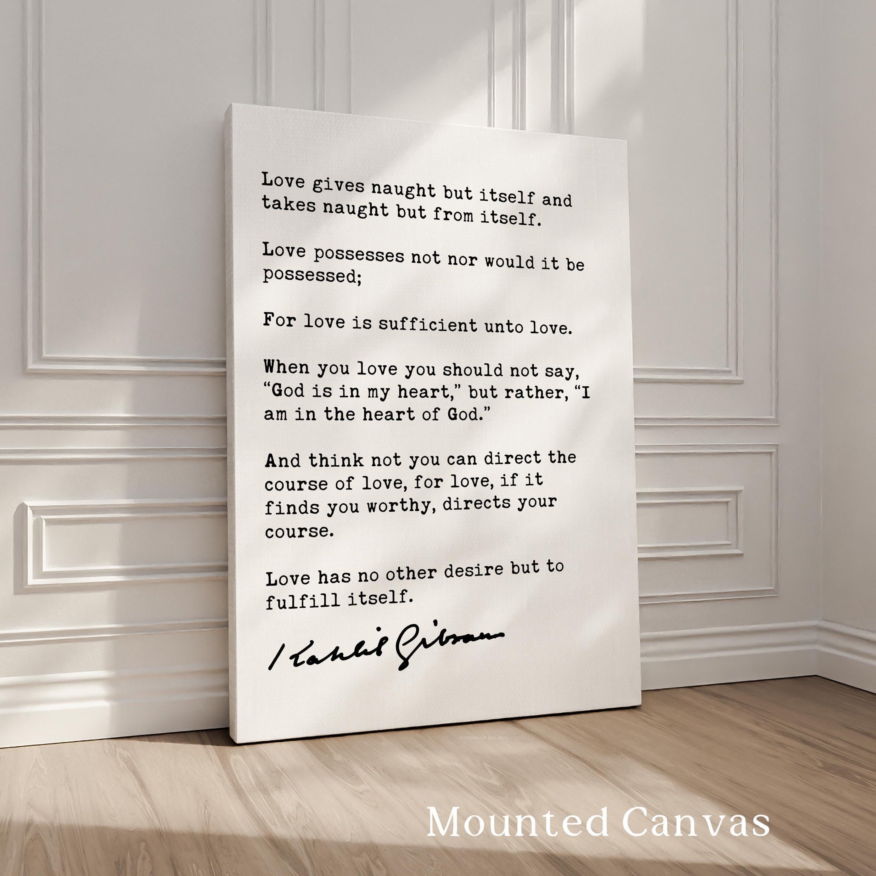 Kahlil Gibran Love Poem Art Print, The Prophet Literary Quote, Wedding Anniversary Gift