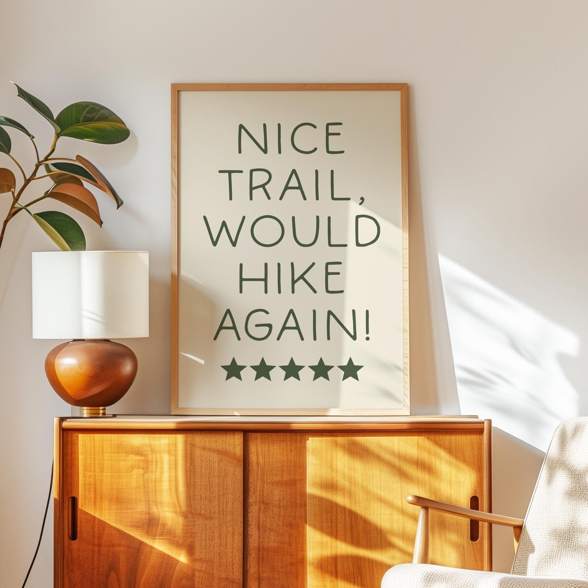 Nice Trail Would Hike Again Wall Art | Hiking Typography Print | Funny Trail Decor