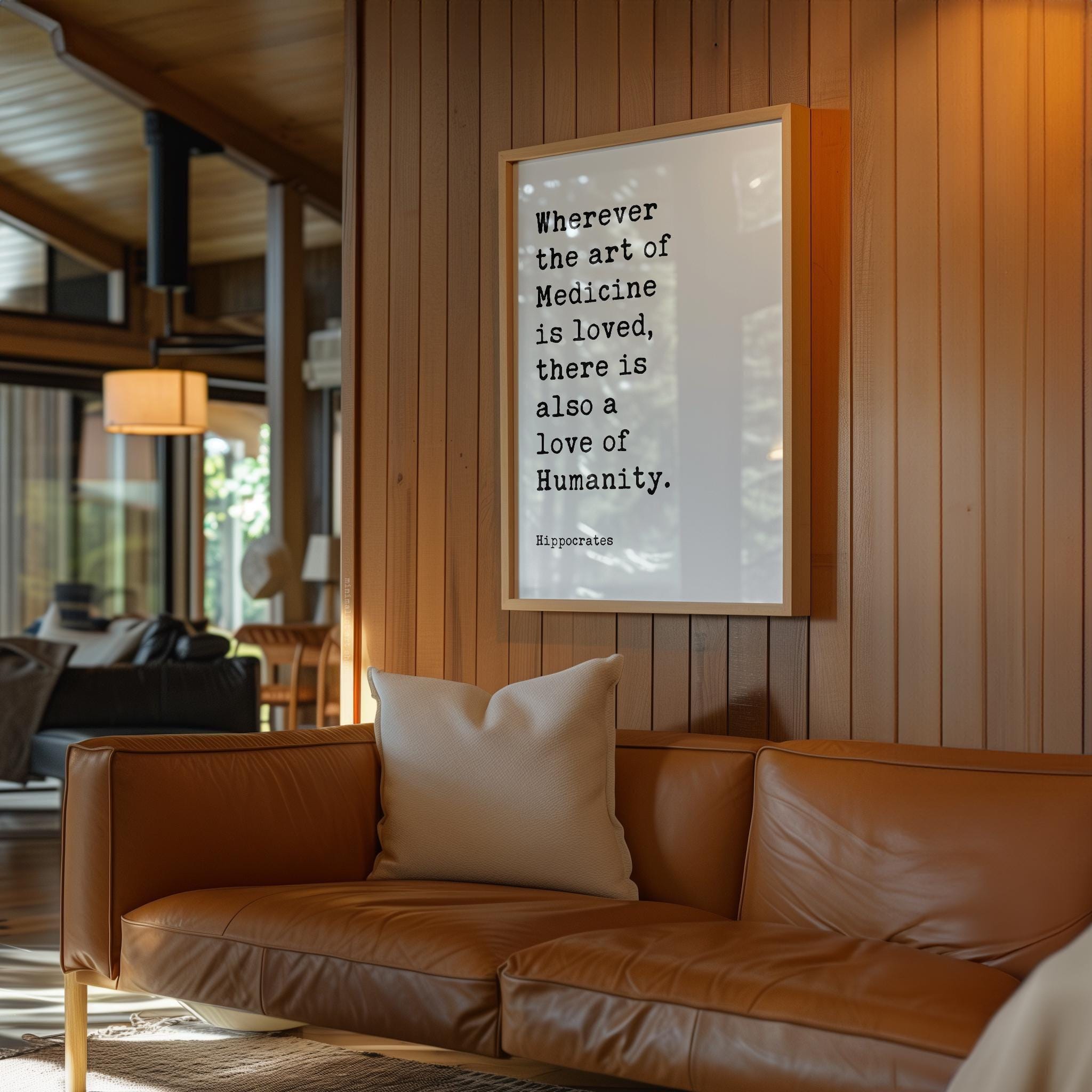 Wherever the art of Medicine is loved, Hippocrates Quote, Typography Print, Health, Medical