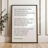 Hope Is The Thing With Feathers,  Emily Dickinson Poem,  Typography Art Print