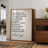Ralph Waldo Emerson Quote, Few People Know How To Take A Walk, Nature Art Print