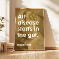 All disease starts in the gut. Hippocrates Quote Typography Art,  Wellness,  Fitness,  Inspiration,  Health