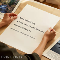 Dandelion Haiku Poem Print, Nature Typography, by Jessie Dysart , Encouragement Wall Art
