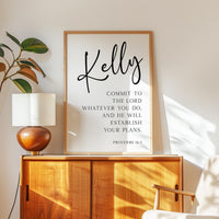 Commit to the Lord,  Proverbs 16:3,  Personalized Typography Art Print