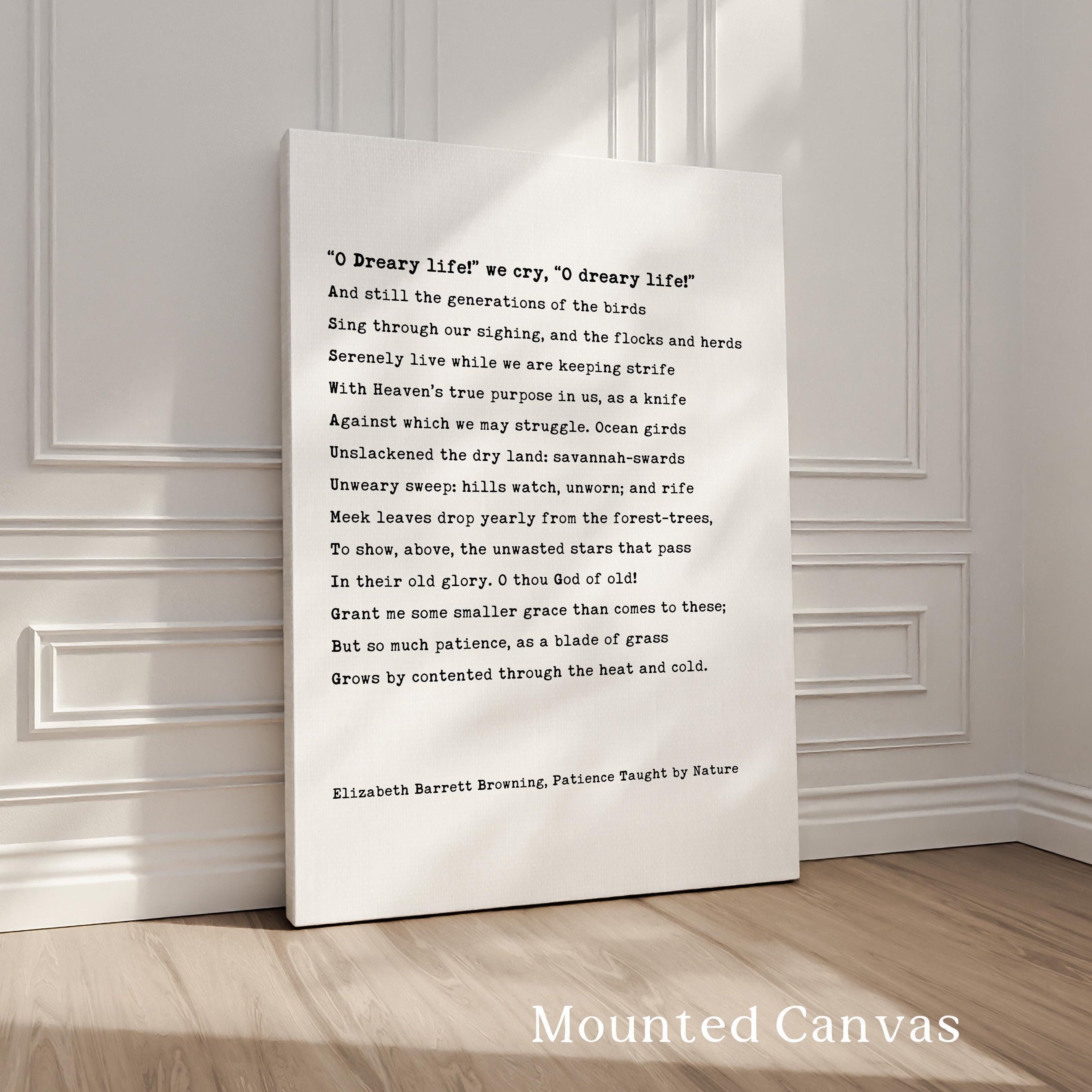 Patience Taught by Nature ,  Elizabeth Barrett Browning Poem,  Typography Art Print (1844)