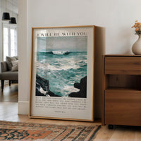 Christian Wall Art, Isaiah 43:2 Scripture Print, Winslow Homer Seascape, I Will Be With You