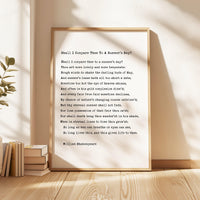 Sonnet 18: Shall I compare thee to a summer’s day?,  William Shakespeare Poem Typography Art Print