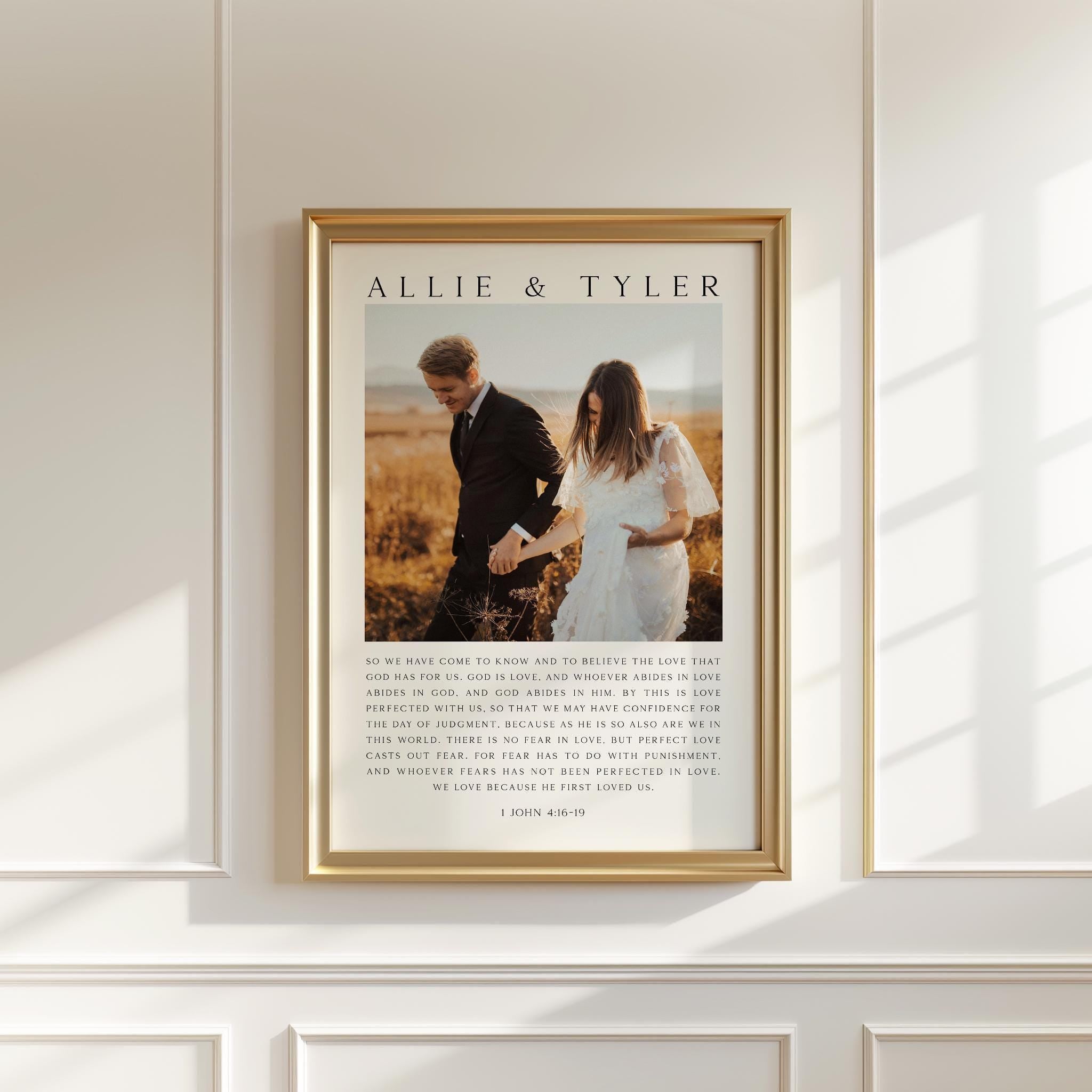 Personalized Wedding Anniversary Prayer with Photo and Names,  Art Print