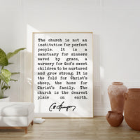 Charles Spurgeon Quote The Church is not an institution for perfect people Art Print,  Christian Quotes - Religion Quotes - Spiritual Quote