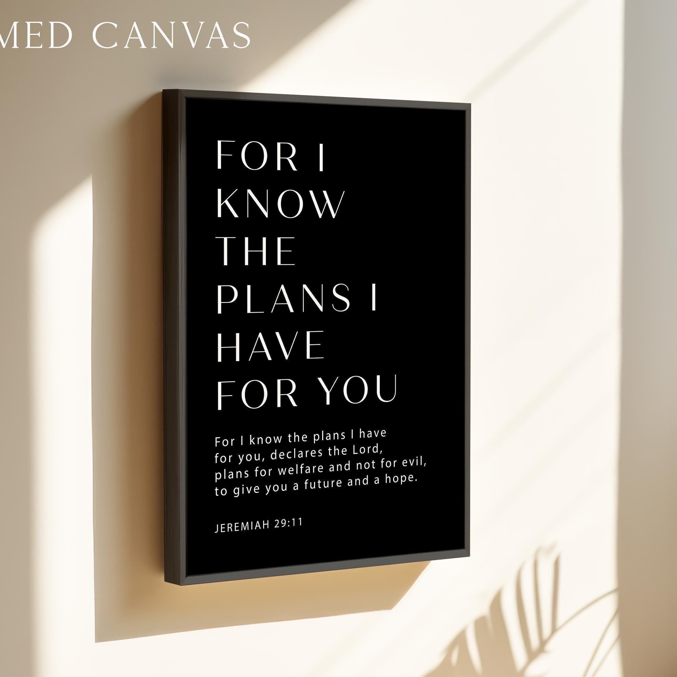 Jeremiah 29:11 Bible Verse Print, For I Know The Plans, Christian Wall Art