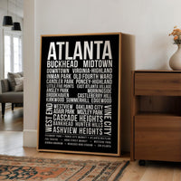 Atlanta Wall Art Print, Atlanta Neighborhood Poster, Buckhead Midtown Virginia Highland, ATL City Typography