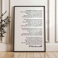 I Wandered Lonely as a Cloud Poem •  William Wordsworth Daffodils Poetry • Typography Art Print (1804)