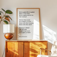 Wild Nights! Wild Nights!,  Emily Dickinson Poem,  Typography Art Print