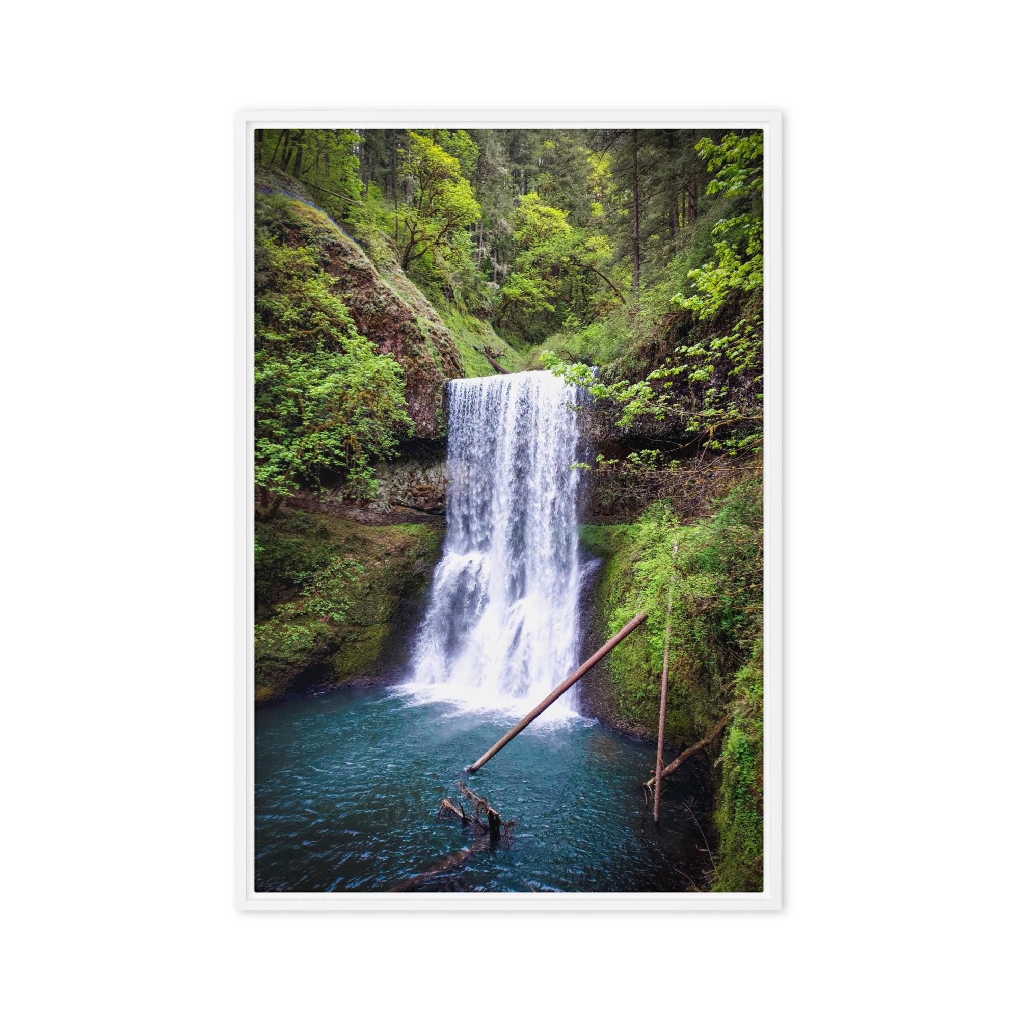 Lower South Falls at Silver Falls State Park, Oregon,  Framed Canvas Art Print