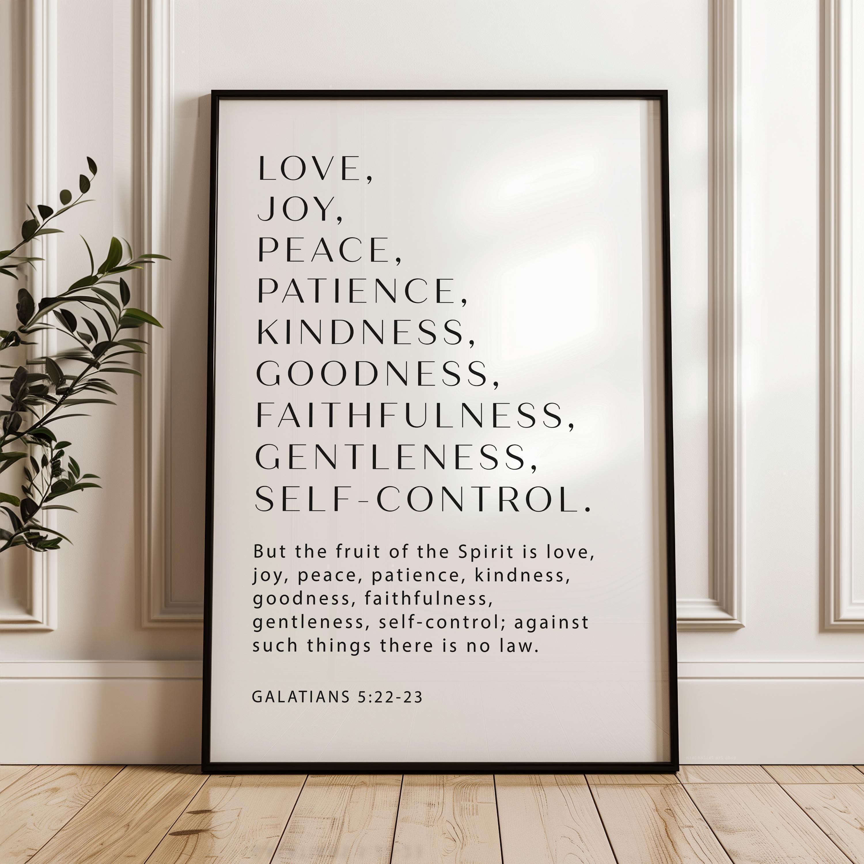 Galatians 5:22-23 Fruit of the Spirit Print, Christian Wall Art, Bible Verse Decor