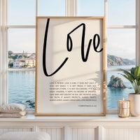 Love Is Patient Love Is Kind Art Print, 1 Corinthians 13:4-8, Wedding Gift