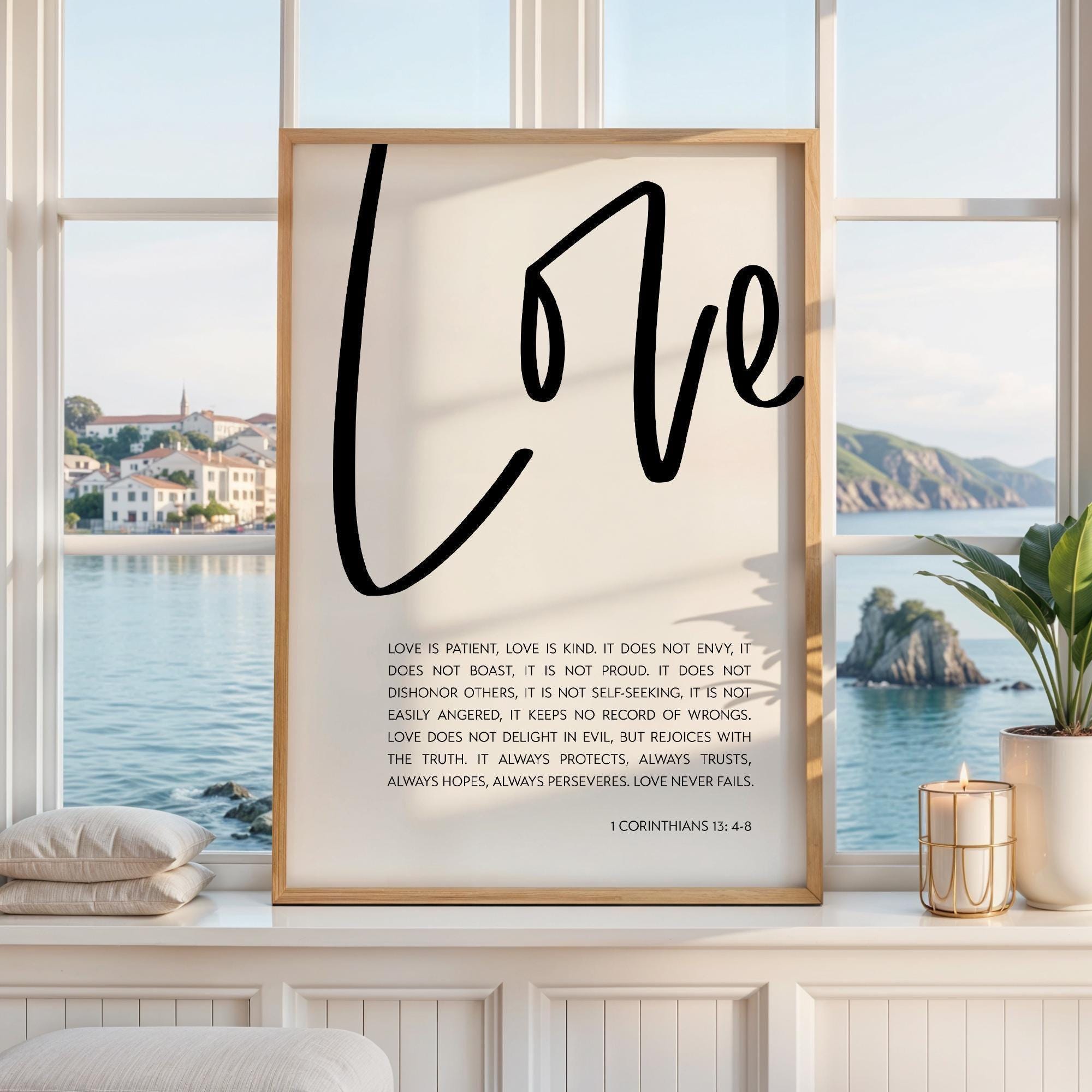 Love Is Patient Love Is Kind Art Print, 1 Corinthians 13:4-8, Wedding Gift