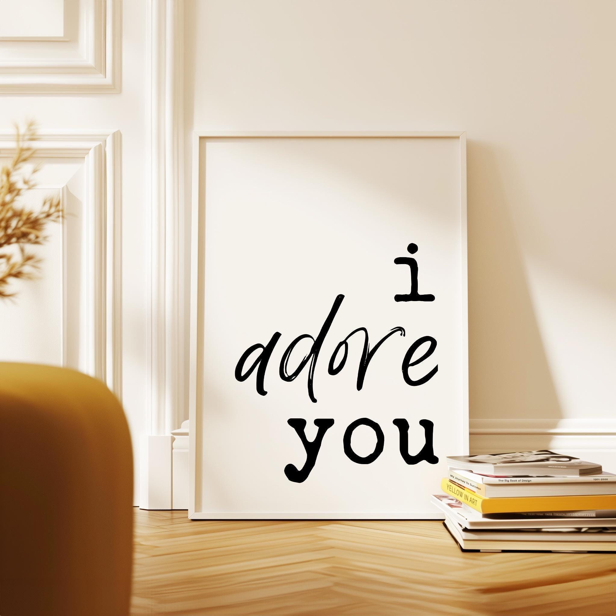 I Adore You Typography Print • Gift Idea • Wedding • Anniversary • Engagements • Love • Romance • Bedroom Wall Art