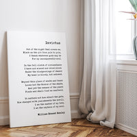 Invictus by William Ernest Henley,  Poem - I Am The Master of My Fate - Low Profile Mounted Canvas Typography Art Print (1888)