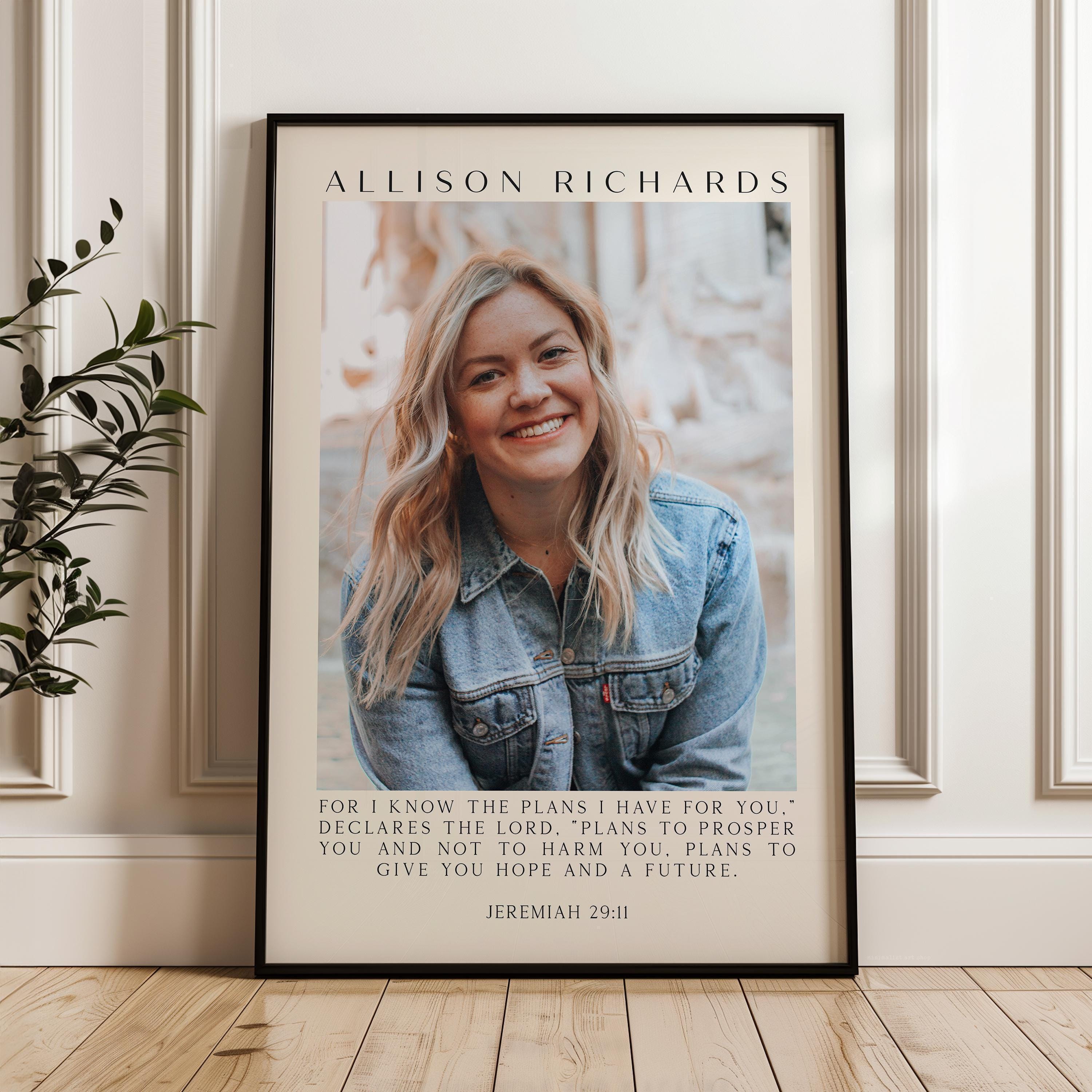 Personalized Jeremiah 29:11 Photo with Name Print, For I Know The Plans, Christian Art