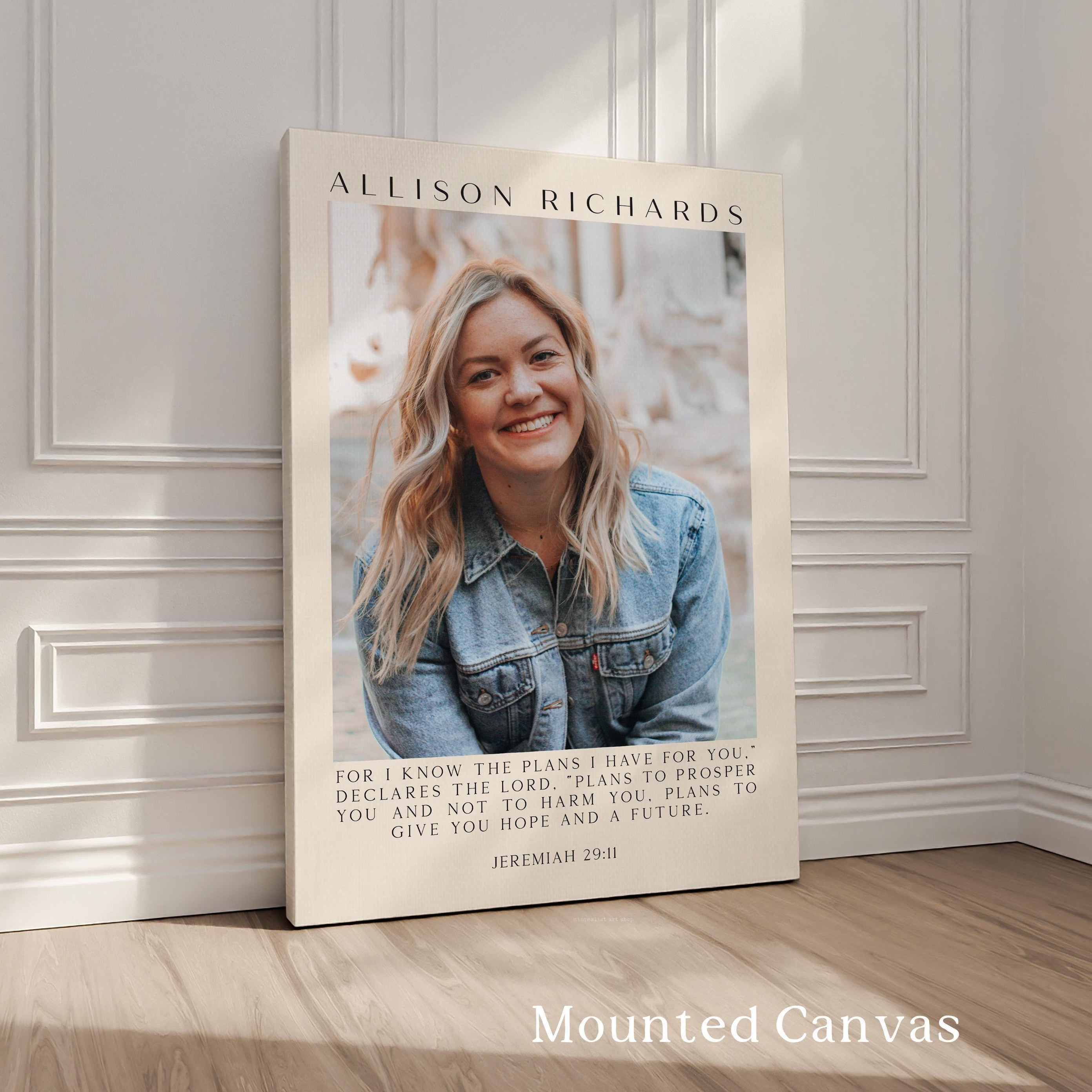 Personalized Jeremiah 29:11 Photo with Name Print, For I Know The Plans, Christian Art