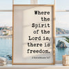 Where The Spirit Of The Lord Is Print, 2 Corinthians 3:17 Bible Verse, Christian Wall Art Decor