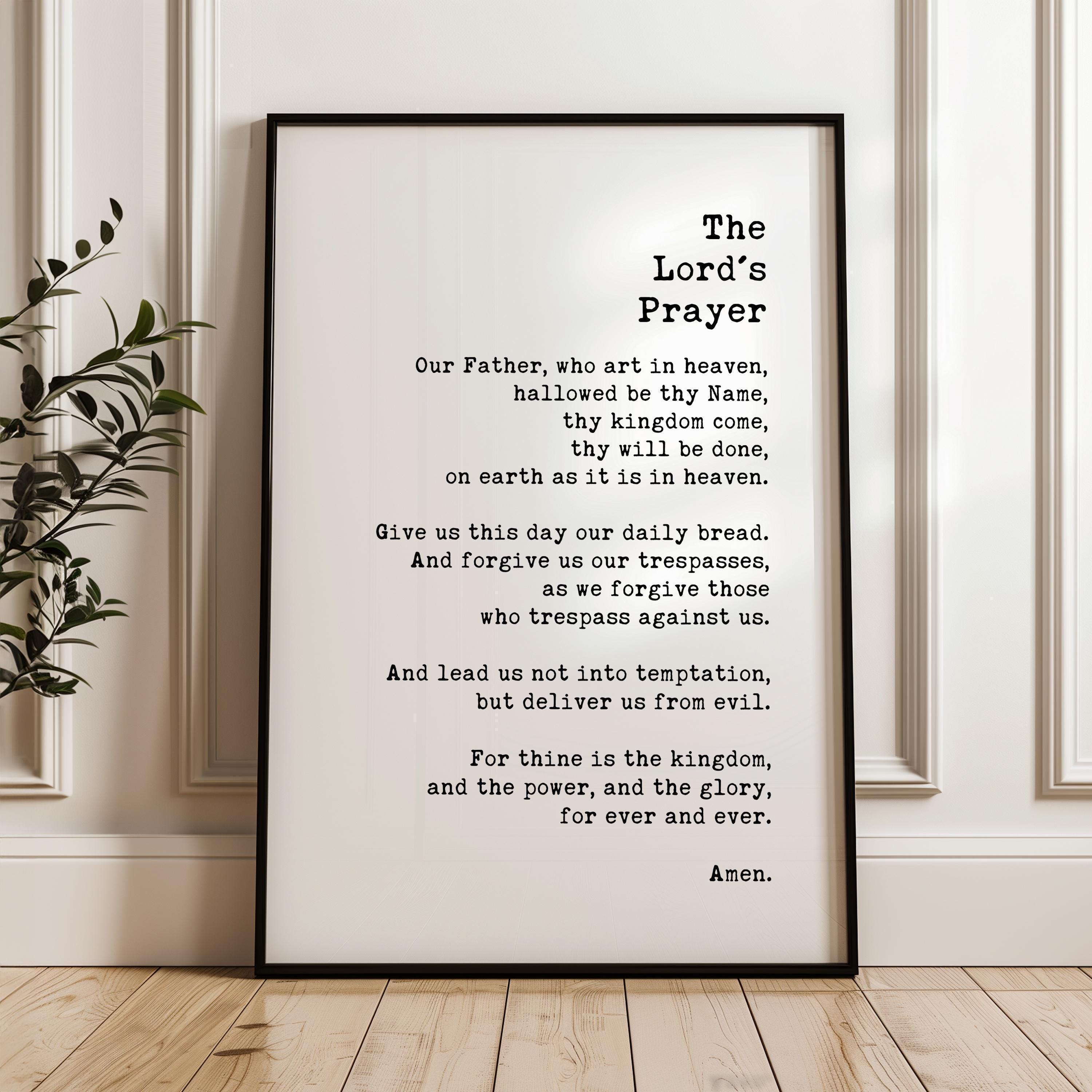 The Lord's Prayer Typography Art Print,  Our Father, Who Art In Heaven, Hallowed Be Thy Name,  Christian,  Gifts
