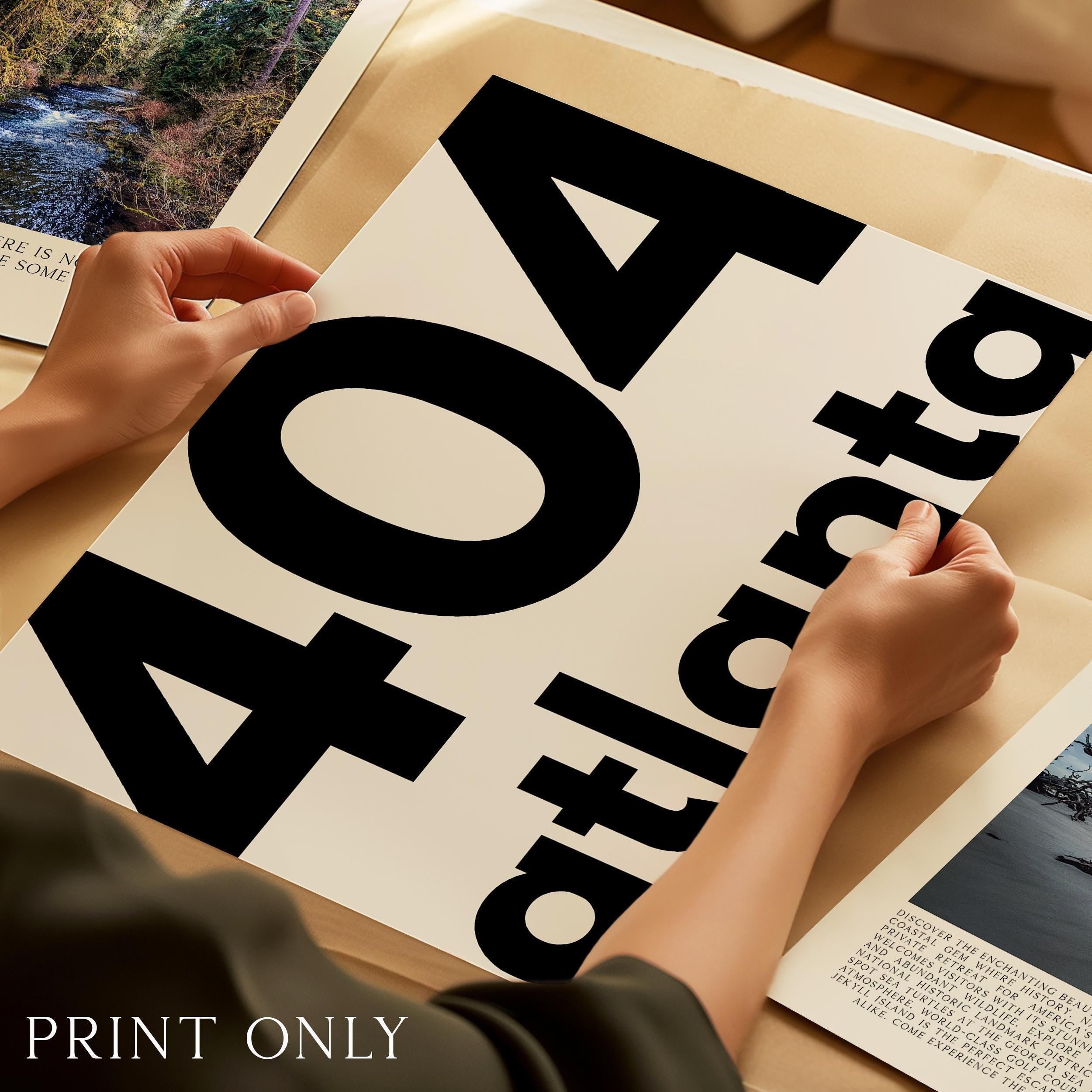 404 Atlanta Print, Area Code Wall Art, Minimalist Typography, Home Decor