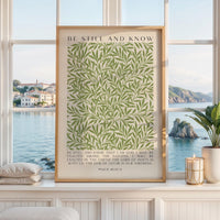 Be Still and Know Art Print,  William Morris Willow Design,  Psalm 46 Bible Verse