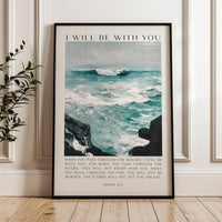 Christian Wall Art, Isaiah 43:2 Scripture Print, Winslow Homer Seascape, I Will Be With You