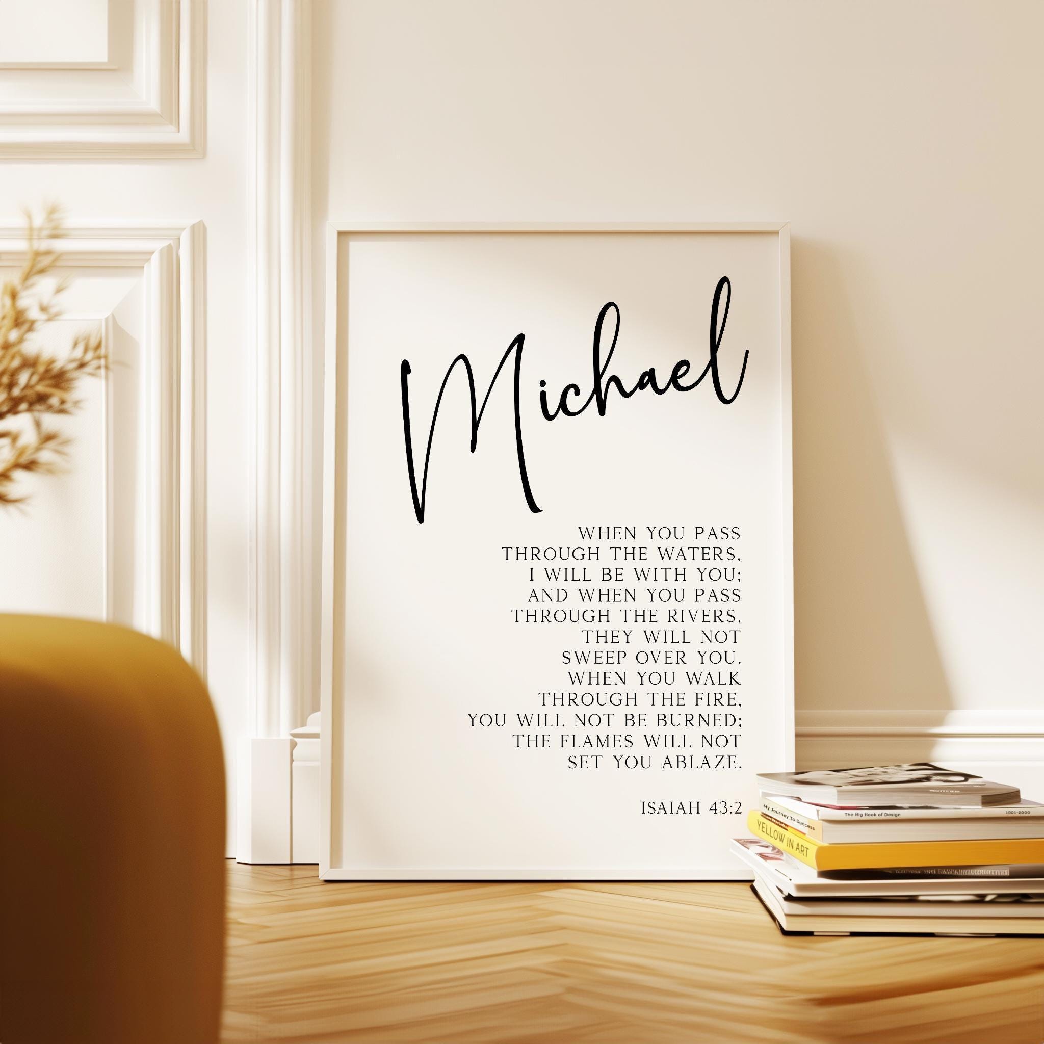 Isaiah 43:2 • When you pass through the waters, I will be with you... • Personalized Typography Art Print • Inspirational • Faith