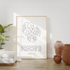 Ephesians 2:10 "For we are his workmanship, created in Christ Jesus for good works,..."  Typography Art Print,  Abstract Plant Leaves - BOHO